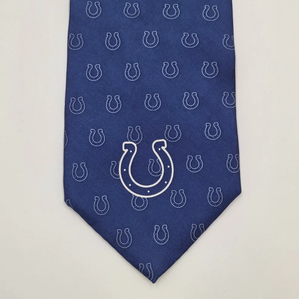 NWT Indianapolis Colts Silk Tie Horseshoe Logo Necktie Blue NFL Football USA